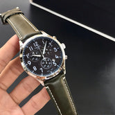 TISSOT Men's GMT Watch – Premium Quartz Chronograph with Leather Strap