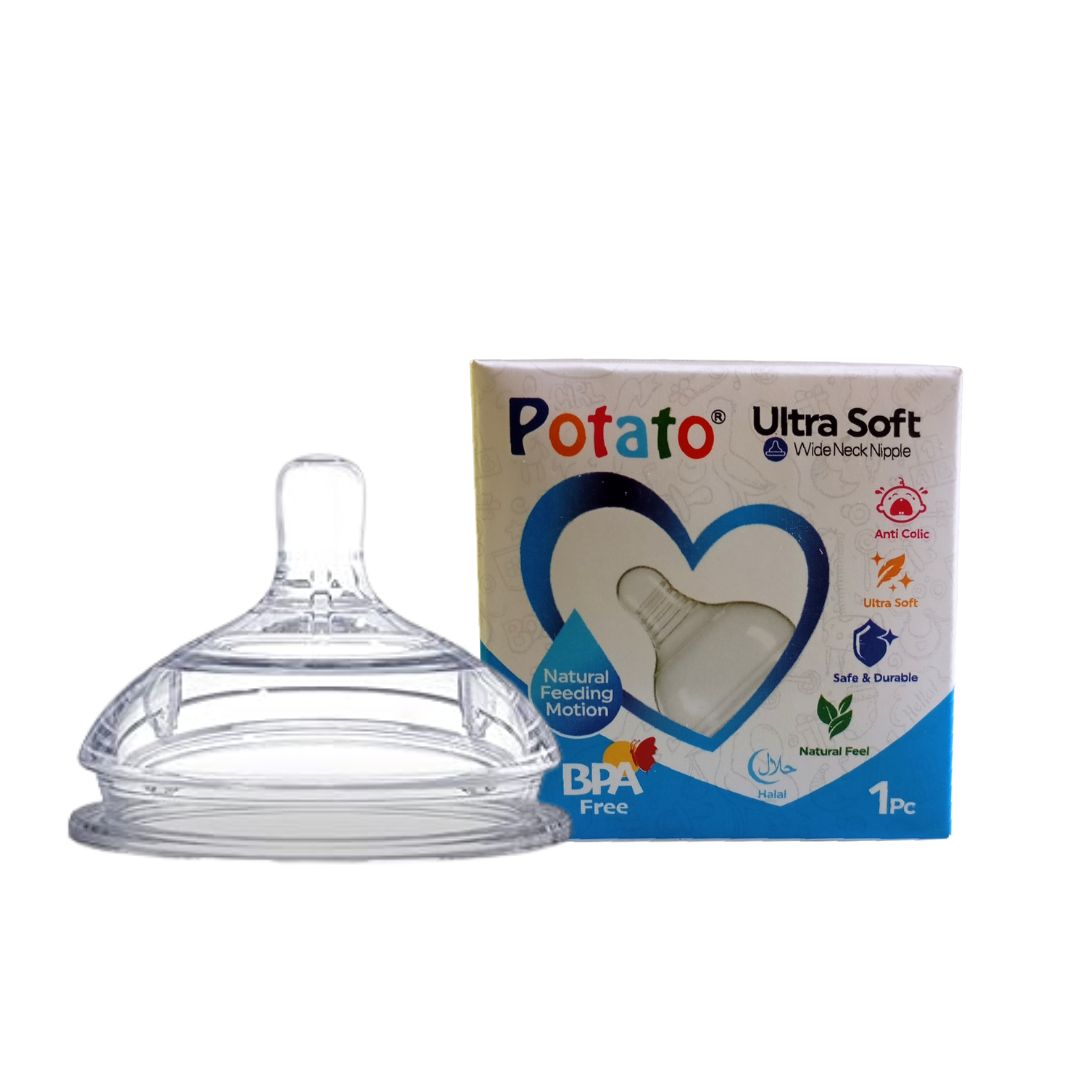 Potato U Teat LSR Wide Neck Nipple | BPA-Free, Anti-Colic Silicone Baby Teat (1 Pc) 🍼