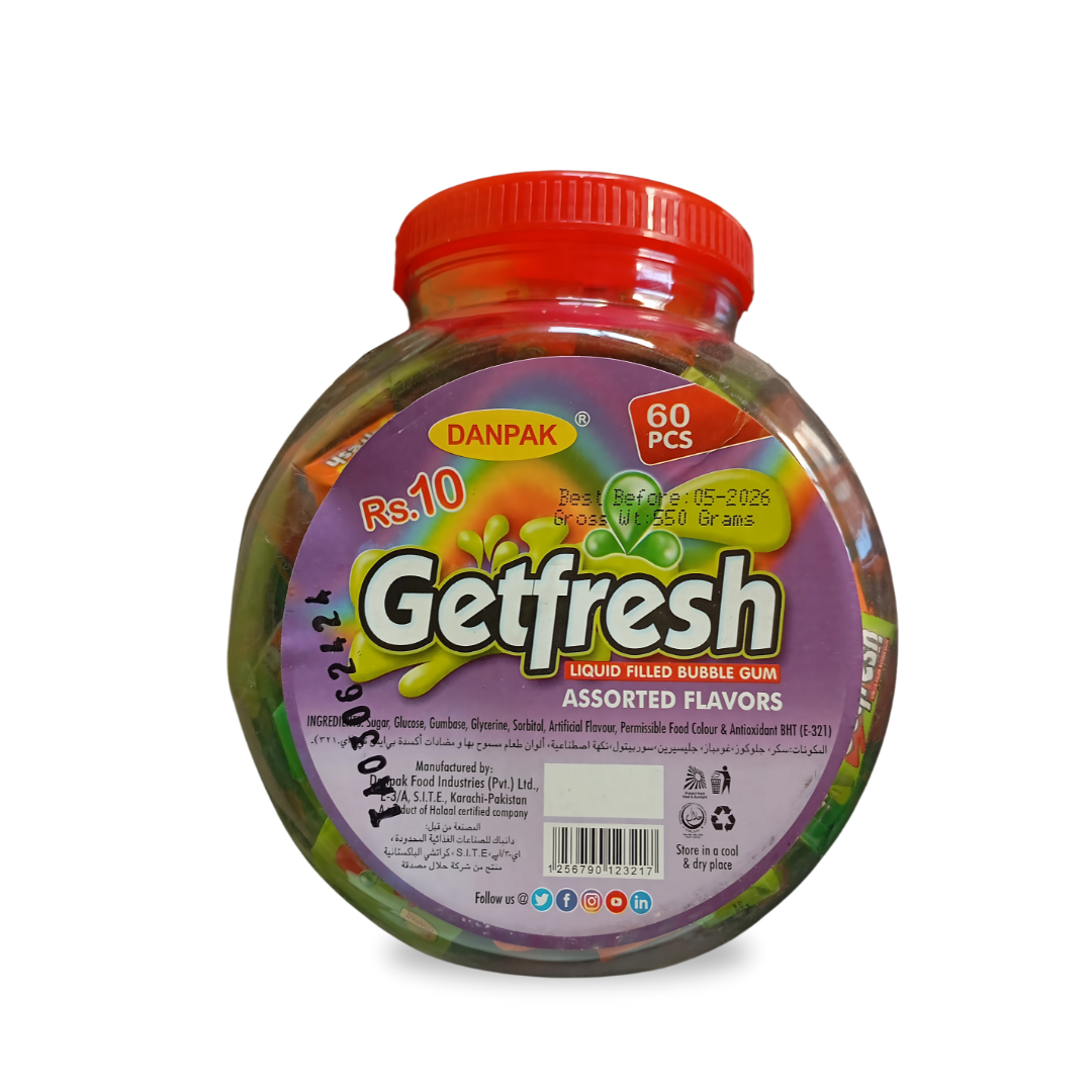 DanPak GetFresh Bubble Gum Jar - 60 Pcs