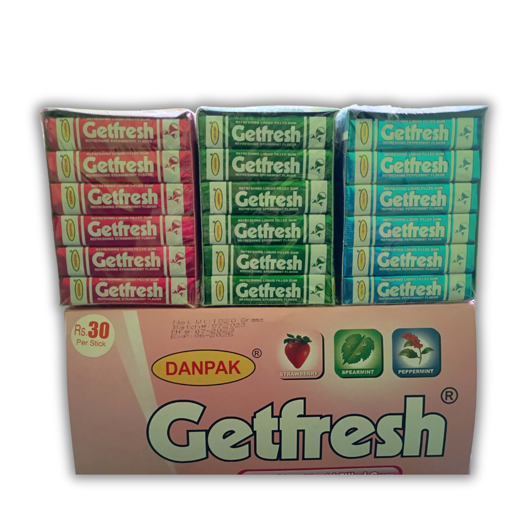 DanPak GetFresh Liquid Filled Gum - 18 Sticks x 3 Packs