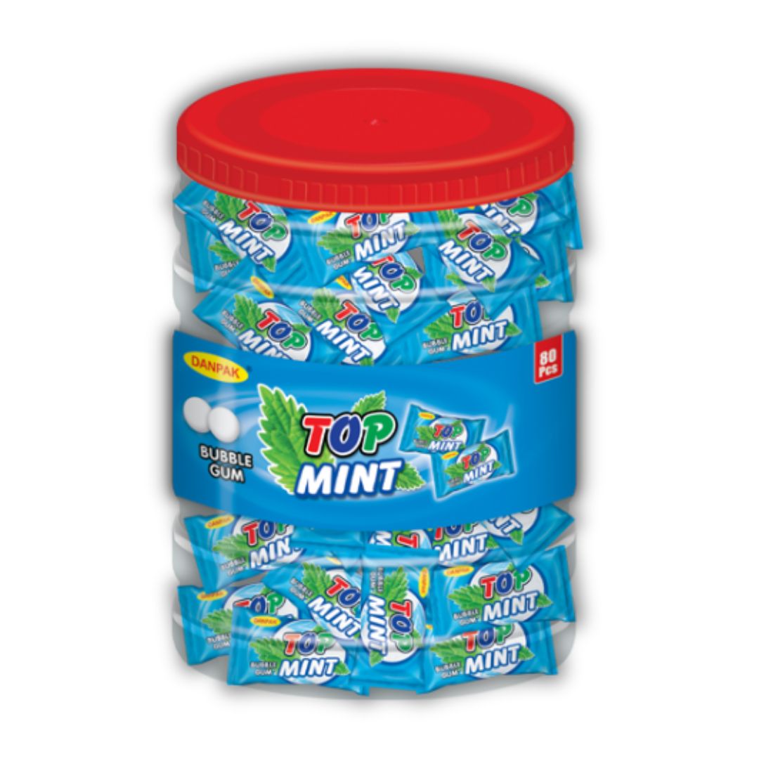 DanPak Top Mint Bubble Gum – 80 pieces jar!