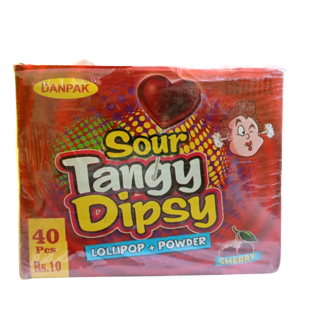 DanPak Sour Tangy Dipsy Lollipop + Powder – Sweet &amp; Sour Candy Fun! 40 Pcs