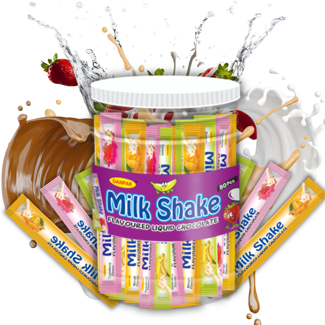 DanPak Milk Shake Flavored Liquid Chocolate – Smooth &amp; Creamy Chocolate Treat | 80 Delicious Pieces