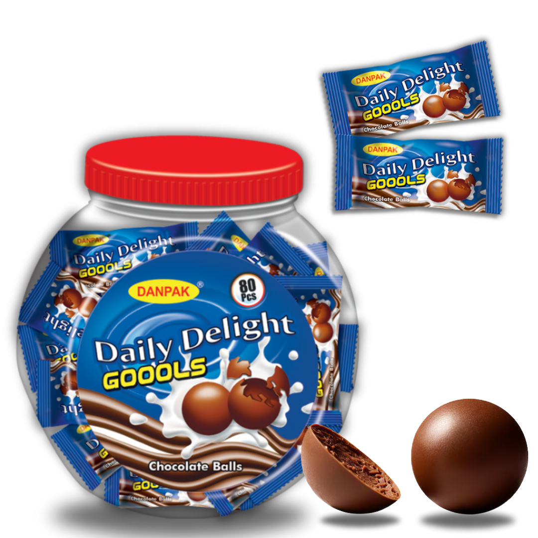 DanPak Daily Delight Goools Chocolate Balls Jar - 80 Pieces