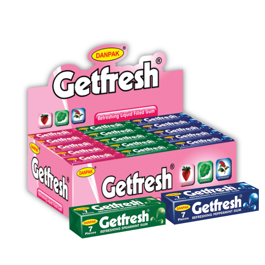 DanPak GetFresh Liquid Filled Gum - 18 Sticks x 3 Packs